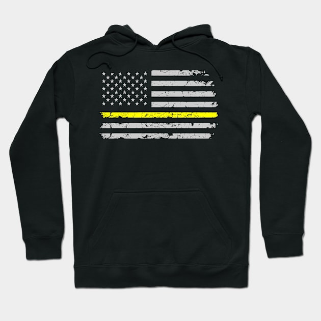 Thin Yellow Line Horizontal Flag 911 Dispatcher Operator Hoodie by merchlovers